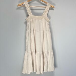 American Eagle Cream Babydoll Dress White Cottage Tiered Flowy Graduate Bridal S